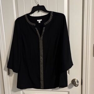 Charter Club Black Top with Silver Embellishments
